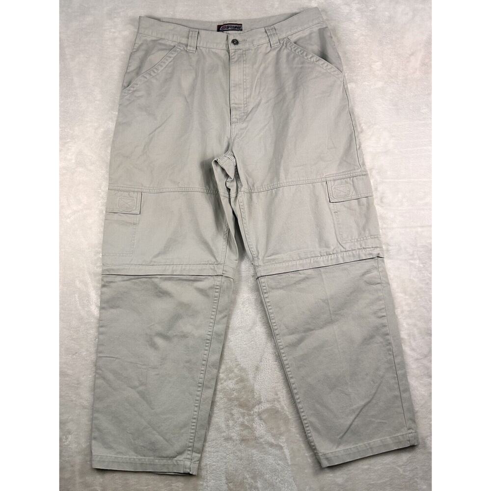 Brittania Convertable Cargo Pants Mens 36x30 Beige Vintage 90s Skater Wide Leg